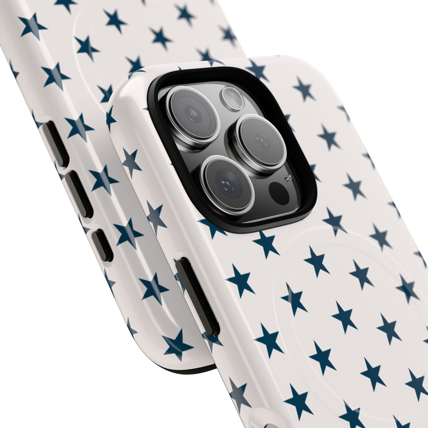 Star Pattern Tough Magnetic Phone Case — Navy Stars on White