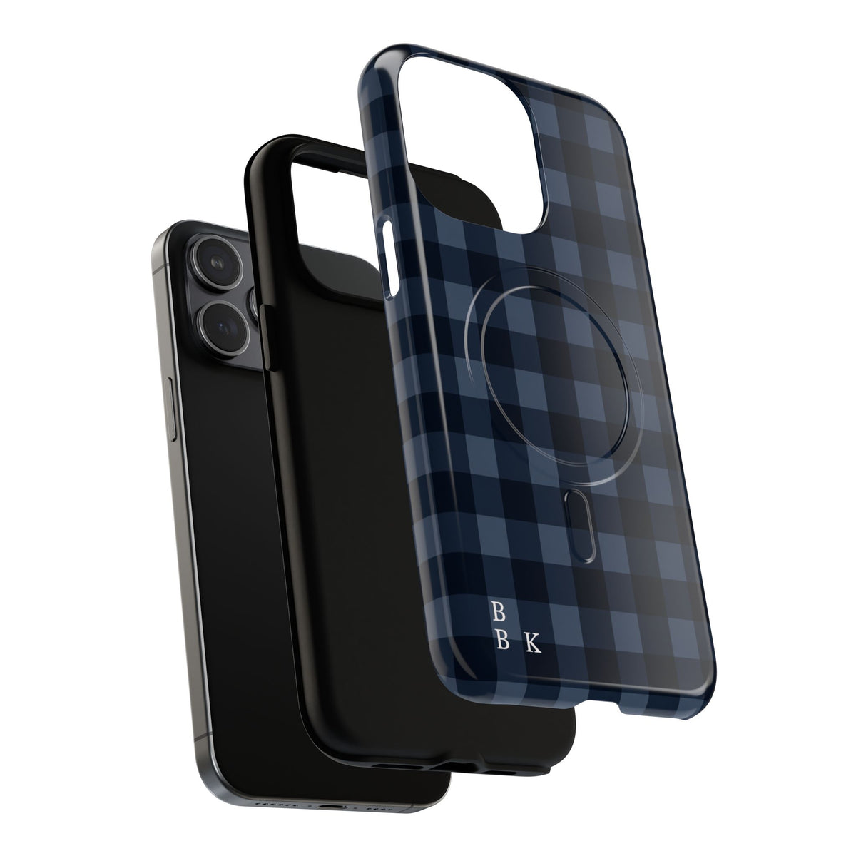Plaid Magnetic Phone Case — Navy Buffalo Check Tough MagSafe-Compatible Case