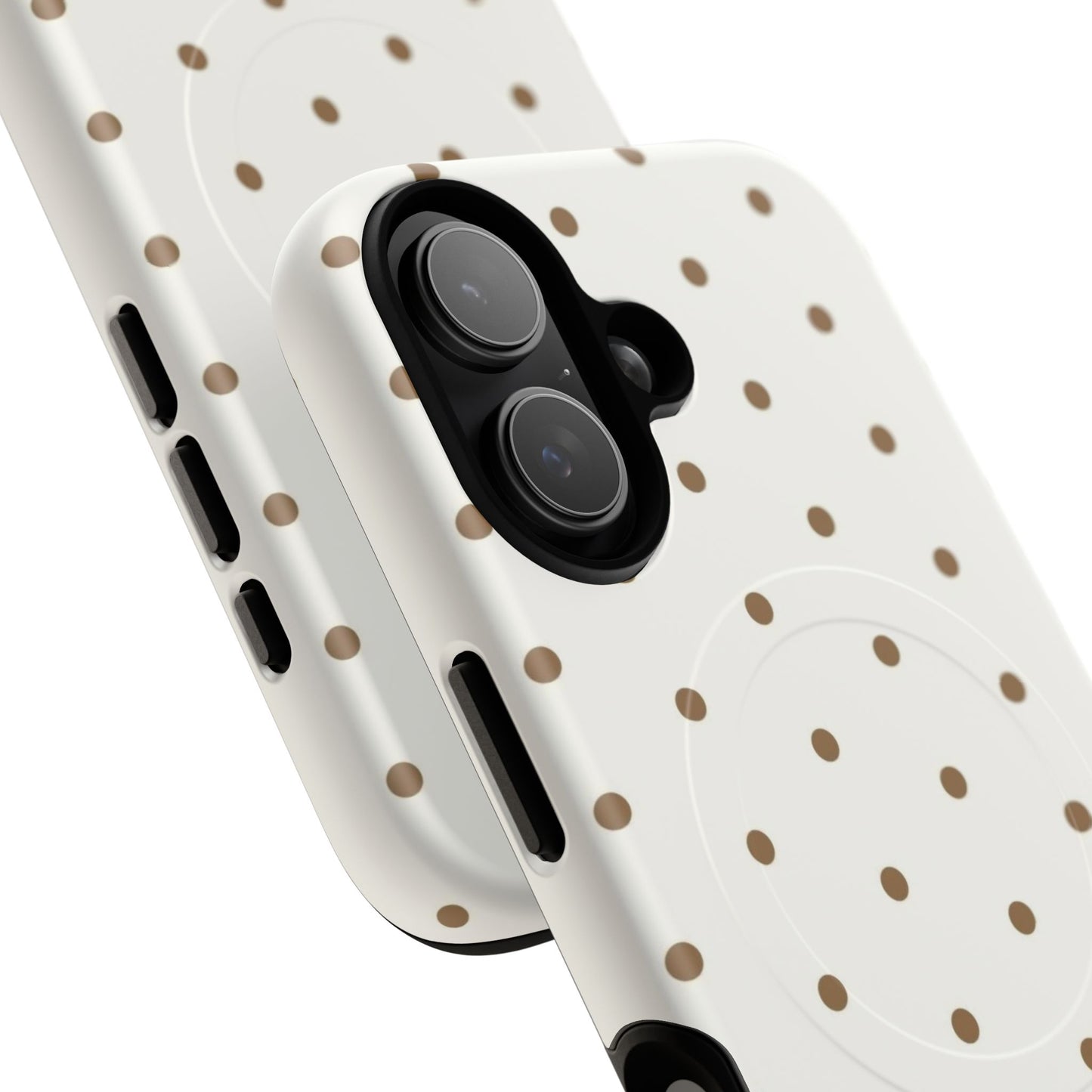 Polka Dot Tough Magnetic Phone Case — White with Gold Dots