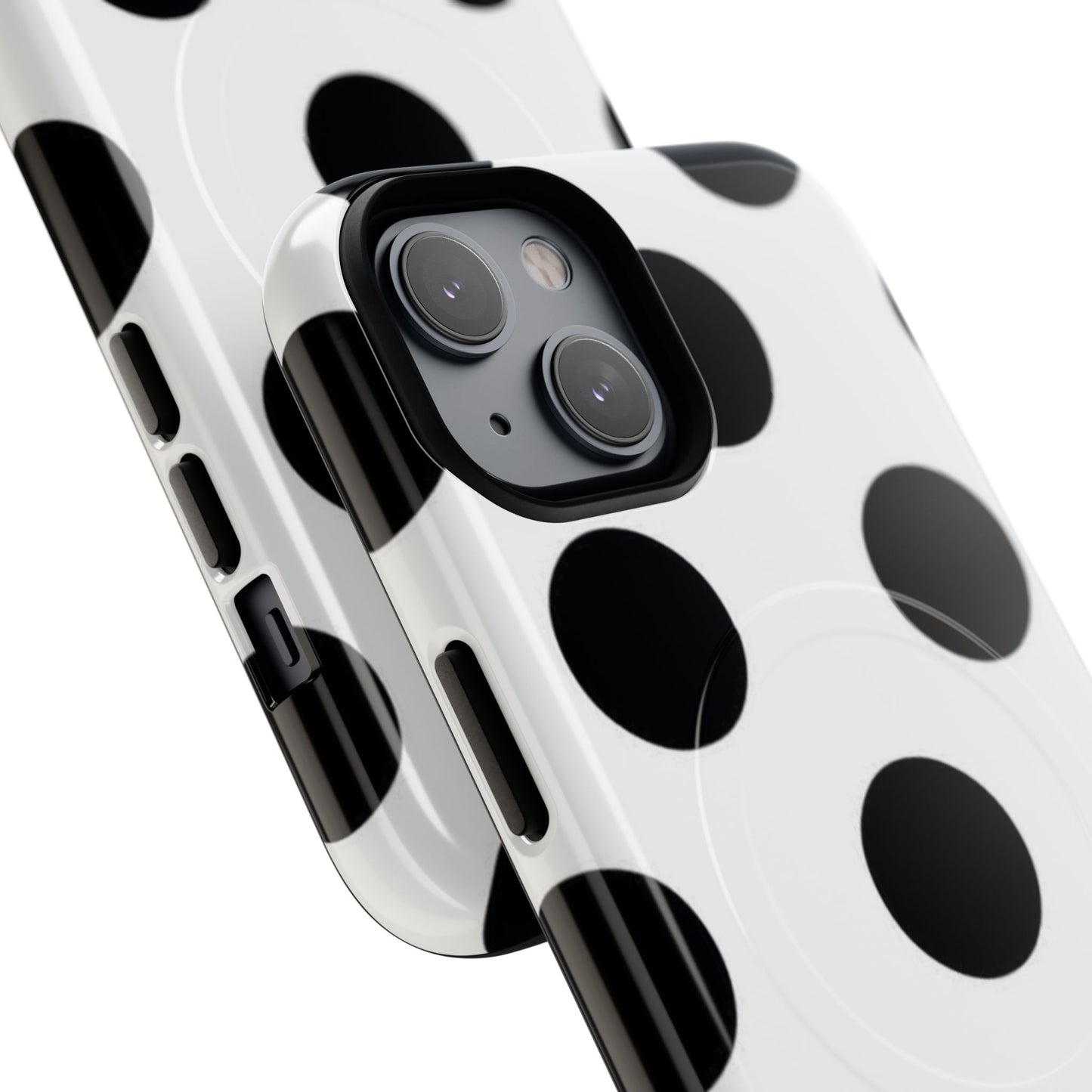 Polka Dot Magnetic Phone Case — Black & White Retro Dot Tough Case