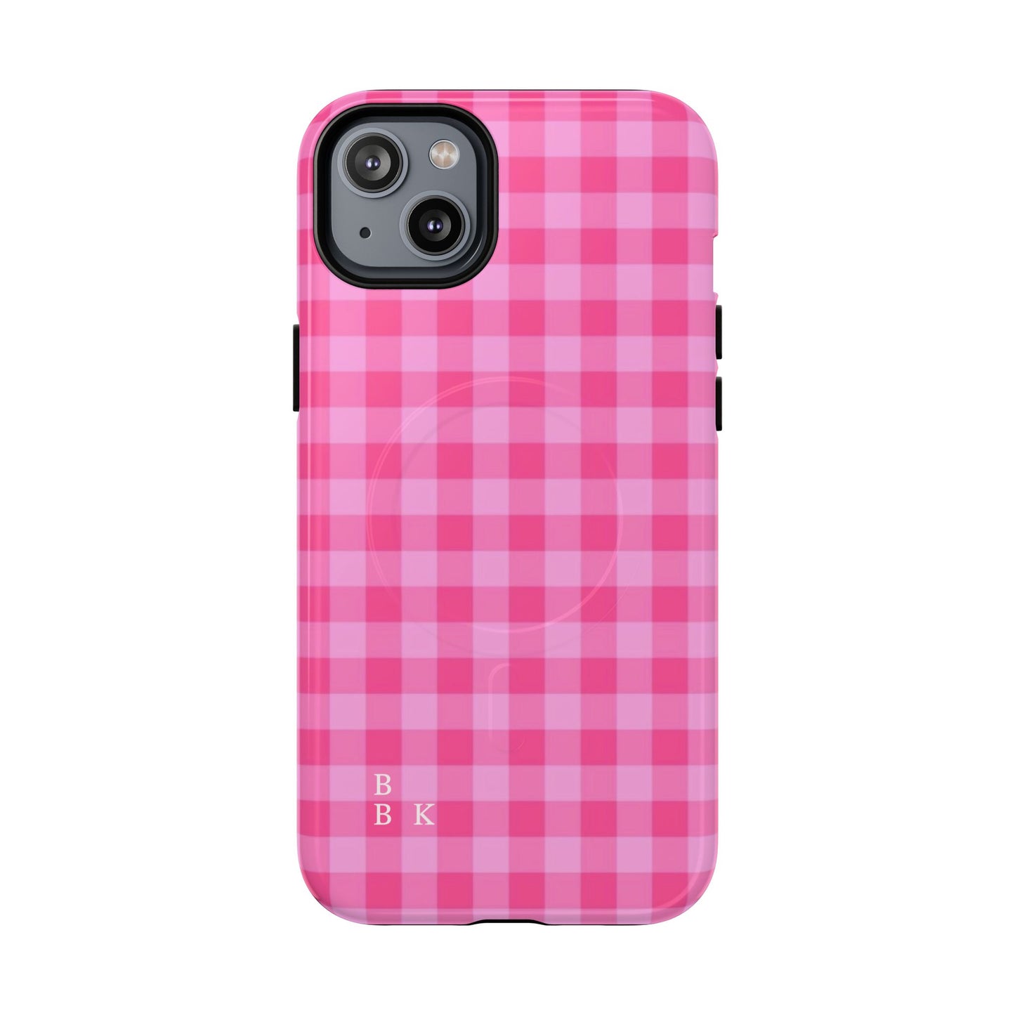 Pink Gingham Tough Magnetic Phone Case – Durable Checkered Design