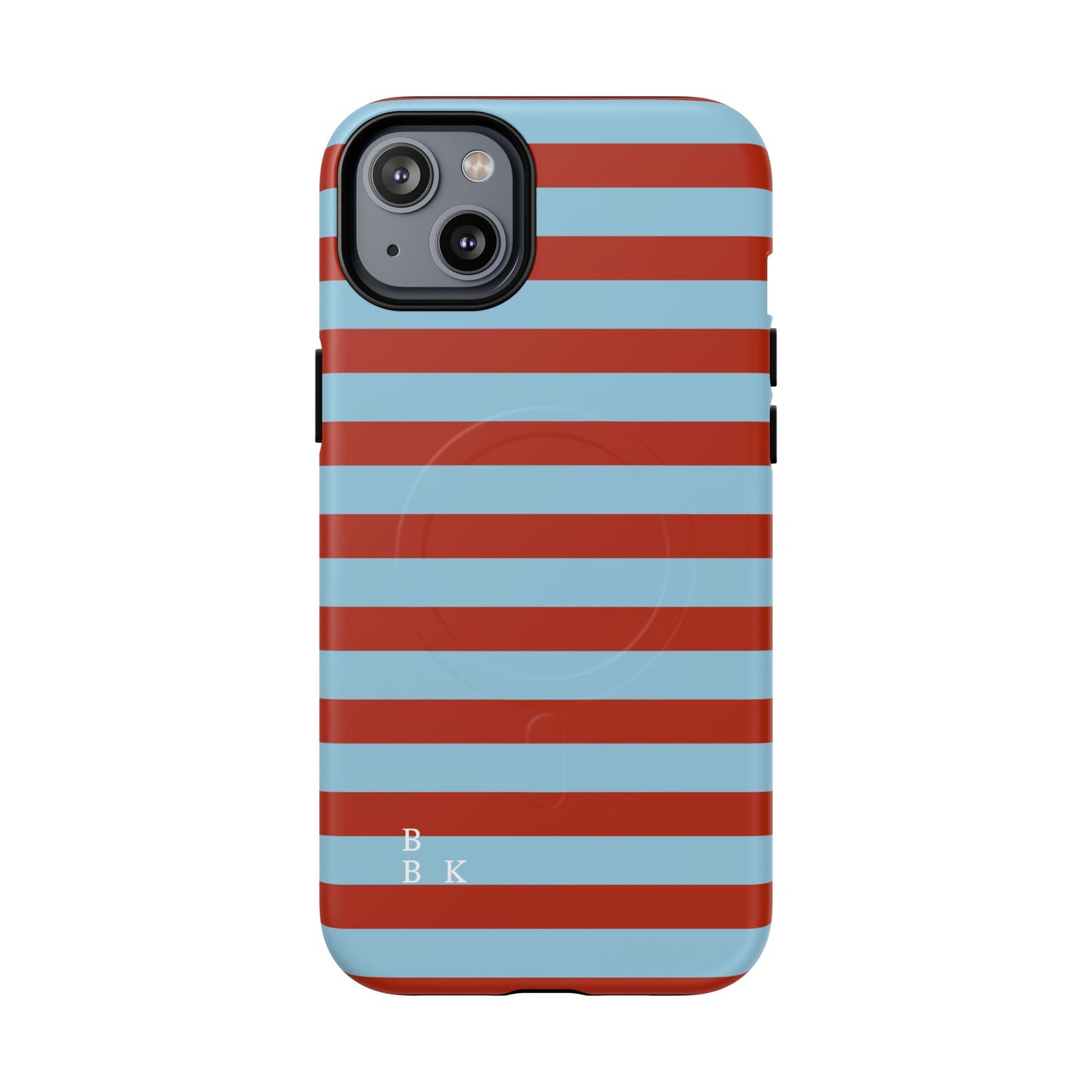 Striped Tough Magnetic Phone Case — Retro Red & Sky Blue