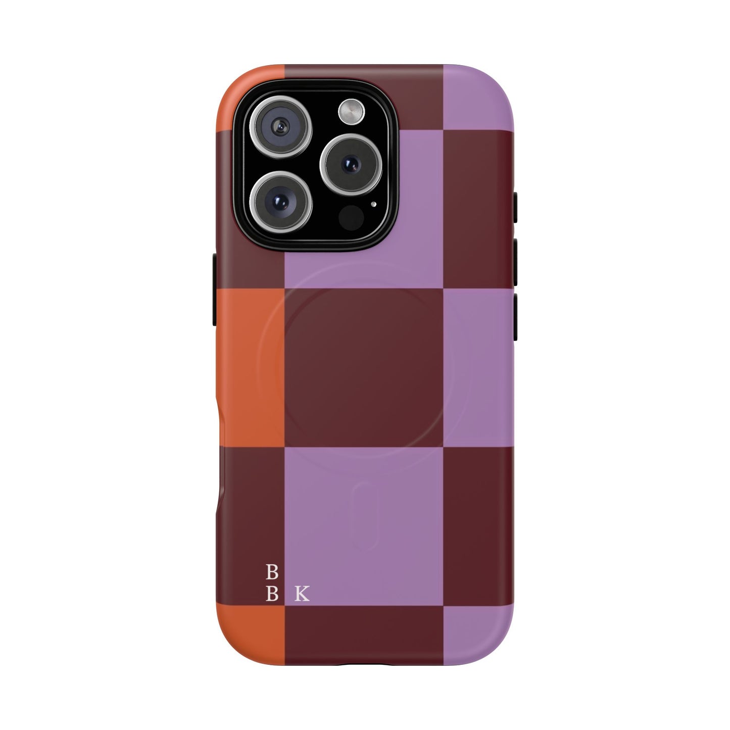 Retro Checker Magnetic Phone Case — Purple & Terracotta Geometric Protection