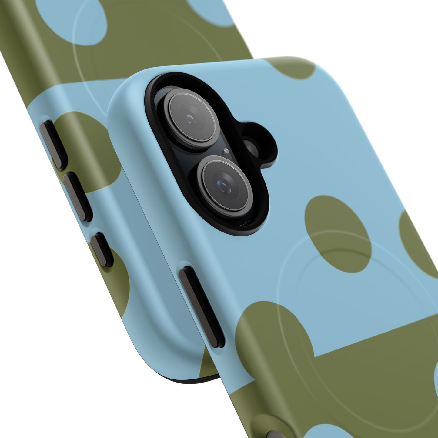 Polka Dot Magnetic Phone Case — Blue & Olive Protective Snap-On Cover