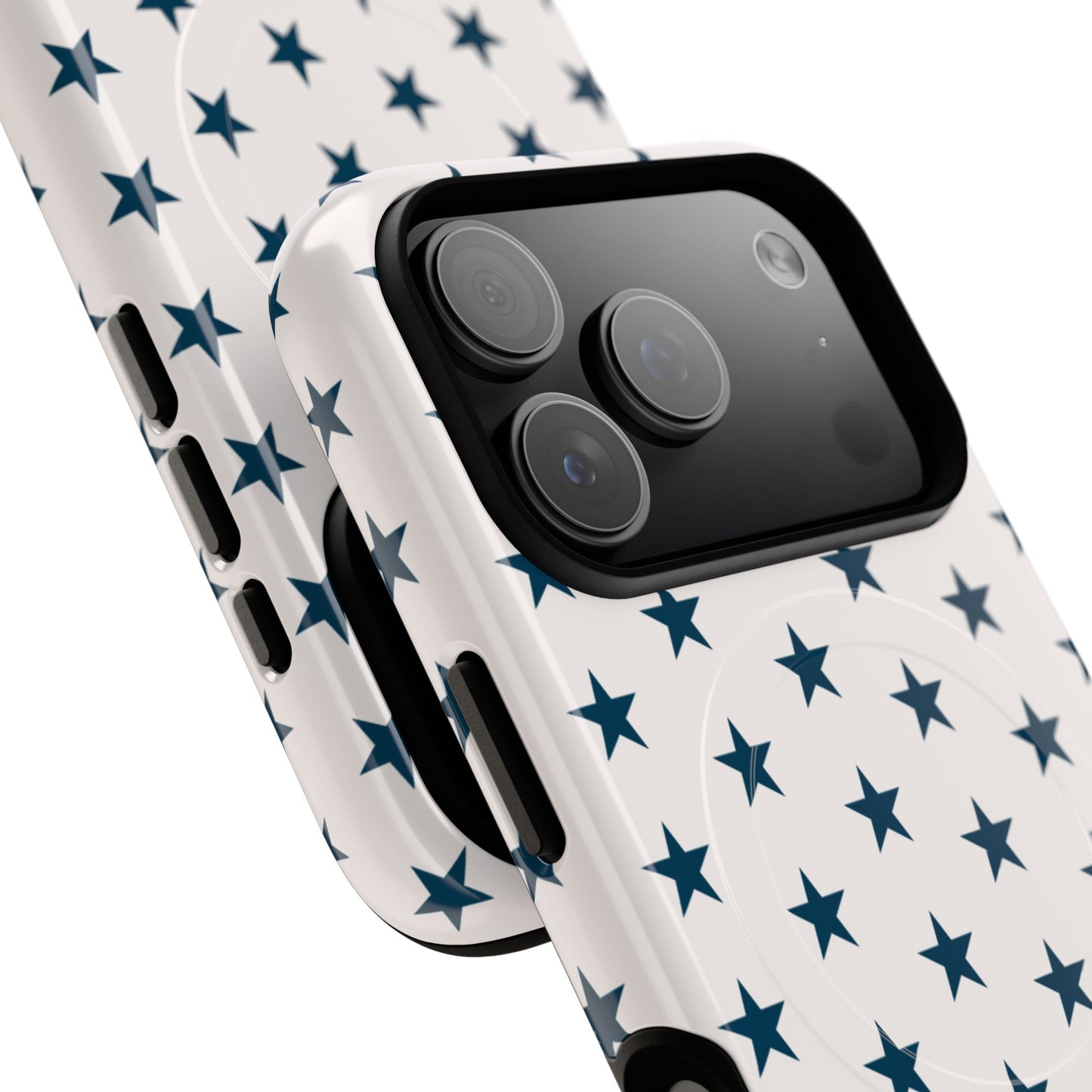 Star Pattern Tough Magnetic Phone Case — Navy Stars on White