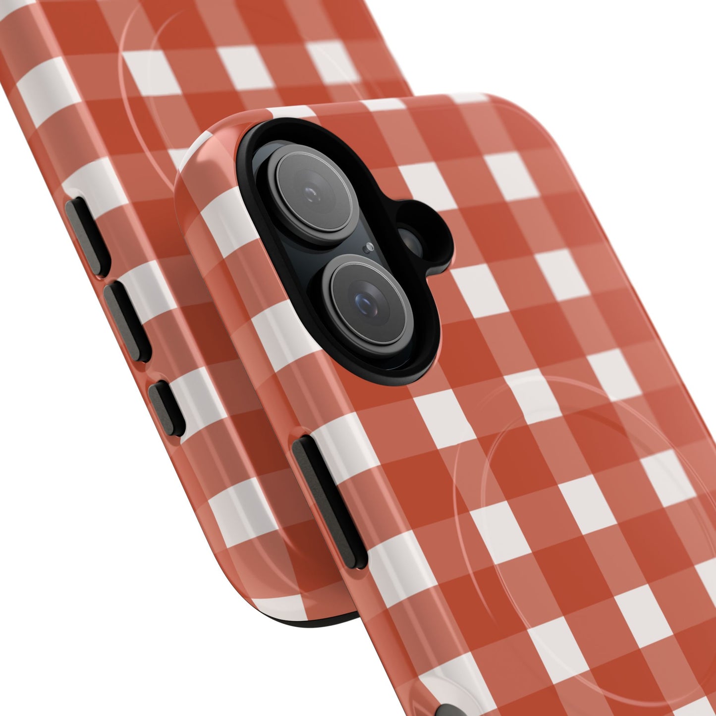 Burnt Orange Gingham Tough Magnetic Phone Case — Plaid Protective iPhone Cover