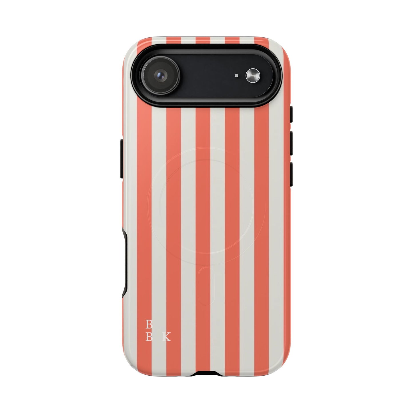 Striped Coral Magnetic Phone Case — Slim Protective Case with Vertical Red-White Stripes