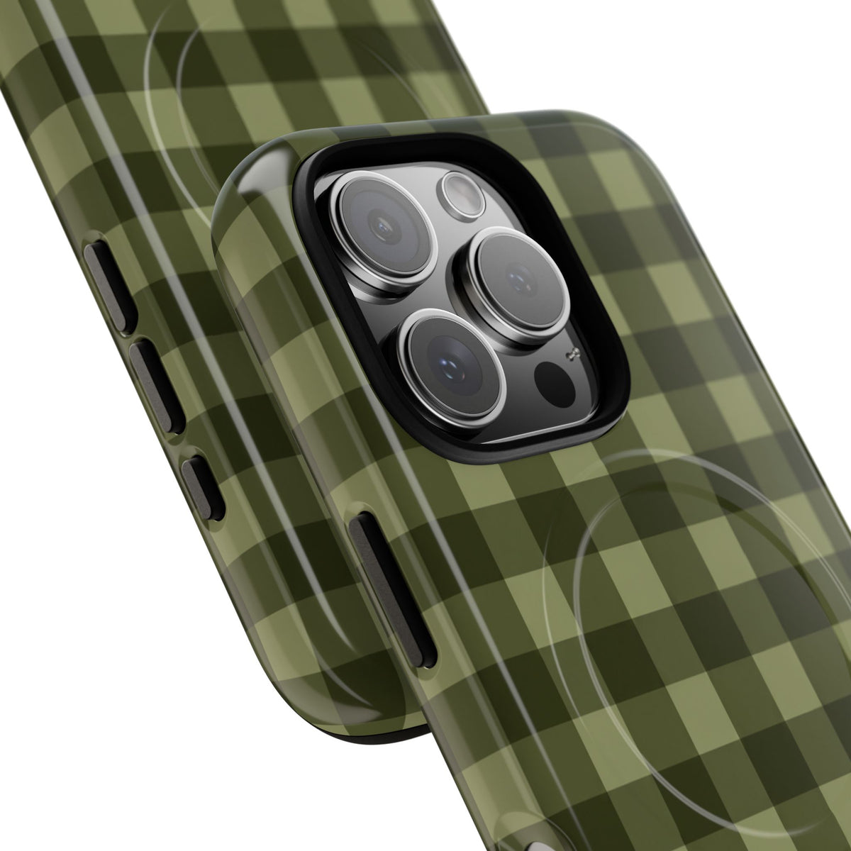 Green Buffalo Plaid Magnetic Phone Case — Tough Protective MagSafe-Compatible Case