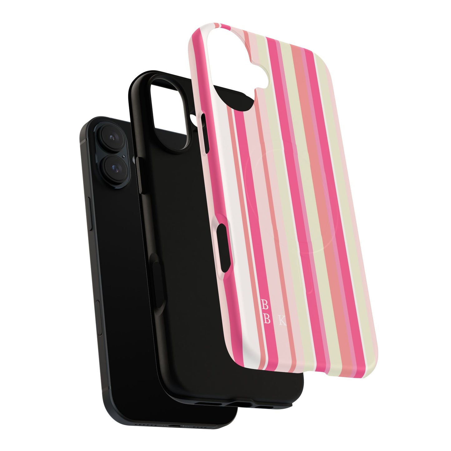 Magnetic Tough Case — Pink Striped Phone Cover (MagSafe Compatible)