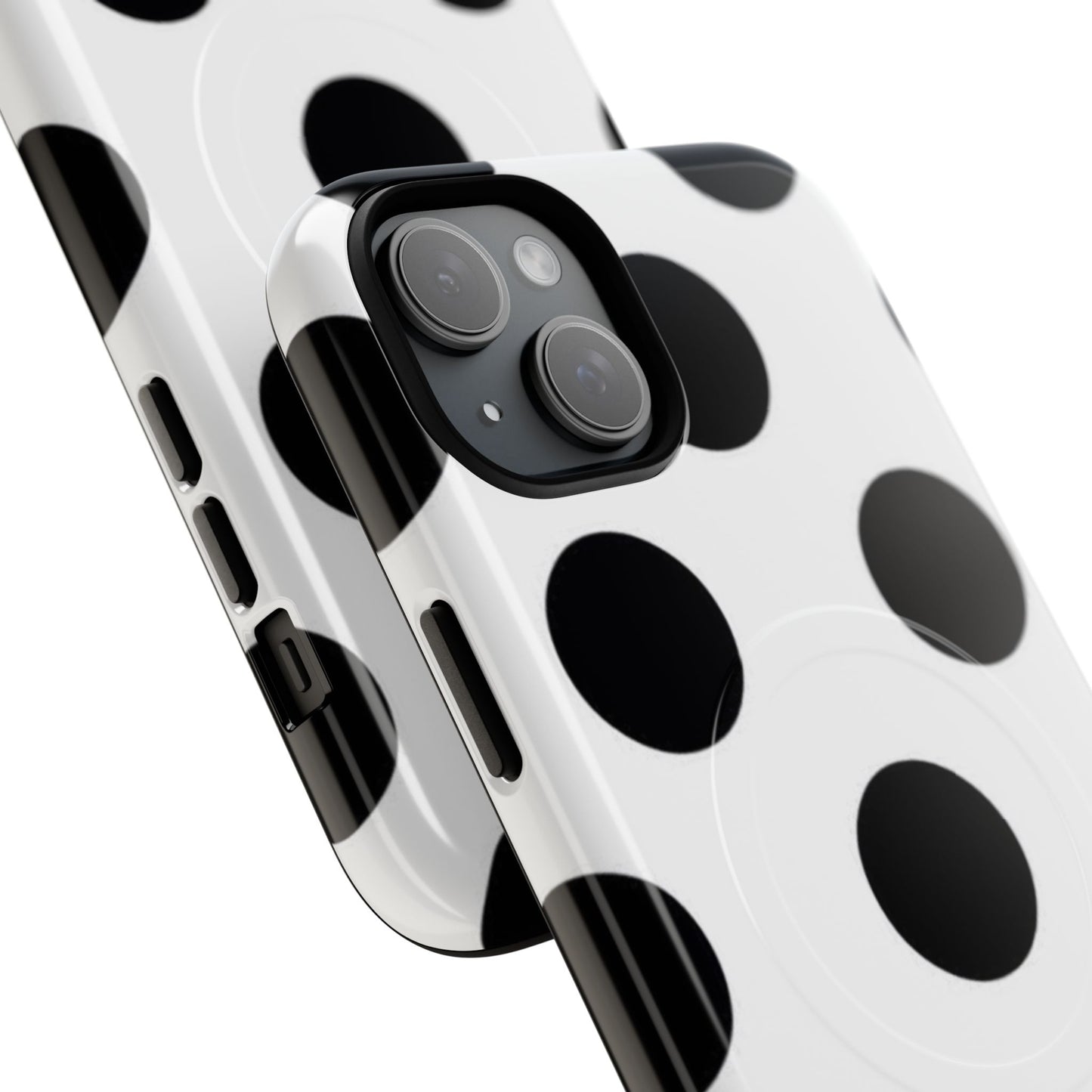 Polka Dot Magnetic Phone Case — Black & White Retro Dot Tough Case