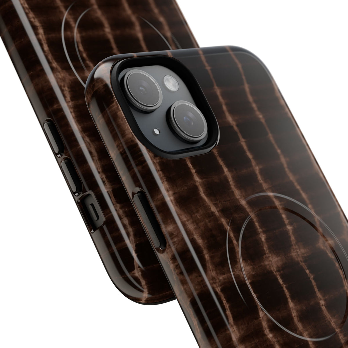 MagSafe Phone Case — Brown Croc Pattern Tough Magnetic Case