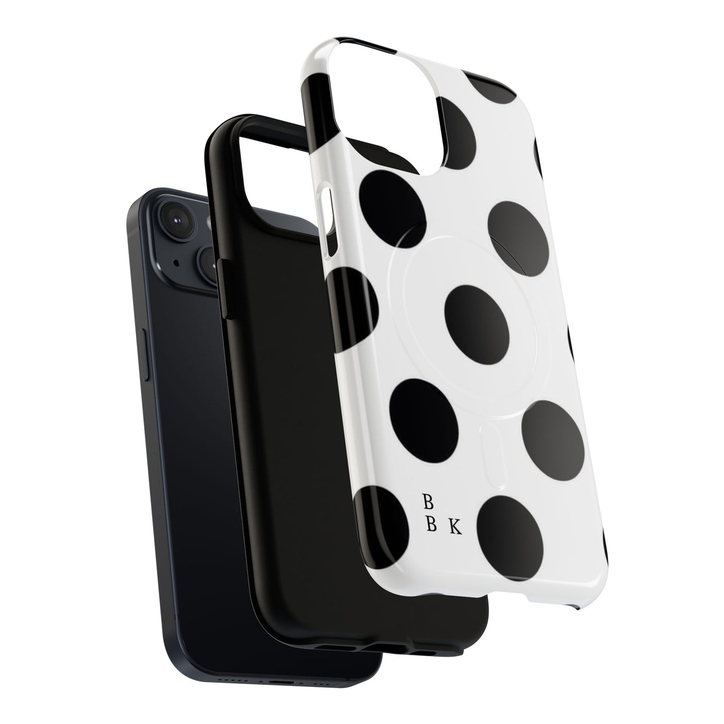 Polka Dot Magnetic Phone Case — Black & White Retro Dot Tough Case