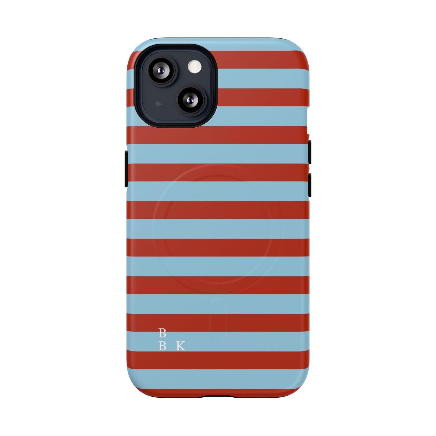 Striped Tough Magnetic Phone Case — Retro Red & Sky Blue
