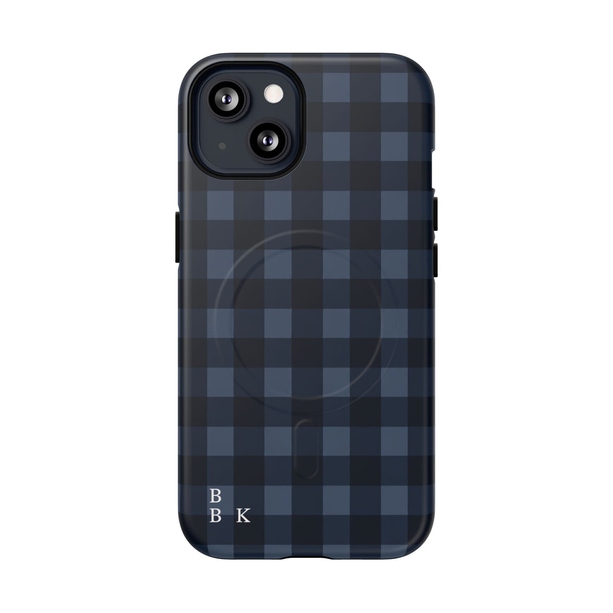 Plaid Magnetic Phone Case — Navy Buffalo Check Tough MagSafe-Compatible Case