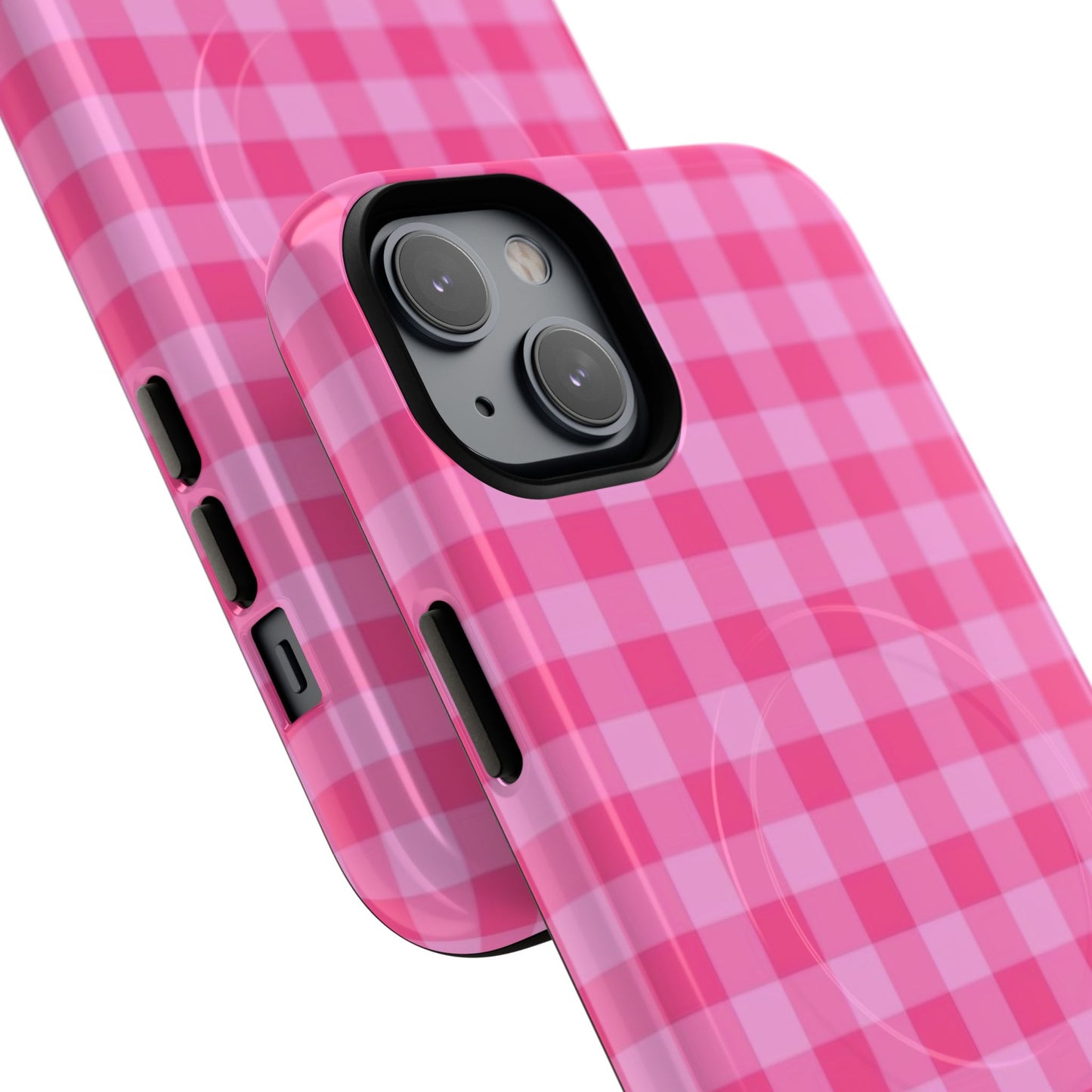 Pink Gingham Tough Magnetic Phone Case – Durable Checkered Design