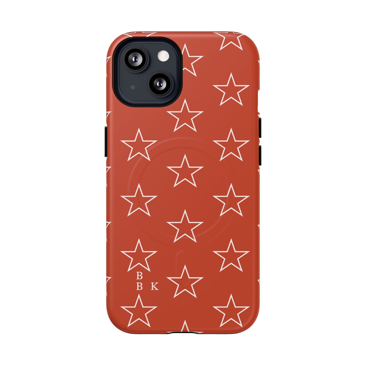 Star Pattern Tough Magnetic Phone Case — Rust Red Protective iPhone Cover