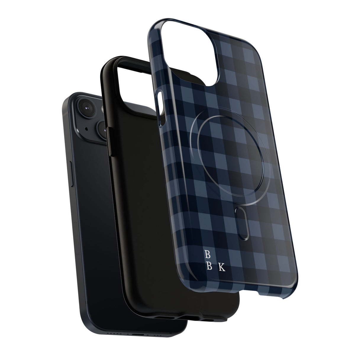 Plaid Magnetic Phone Case — Navy Buffalo Check Tough MagSafe-Compatible Case