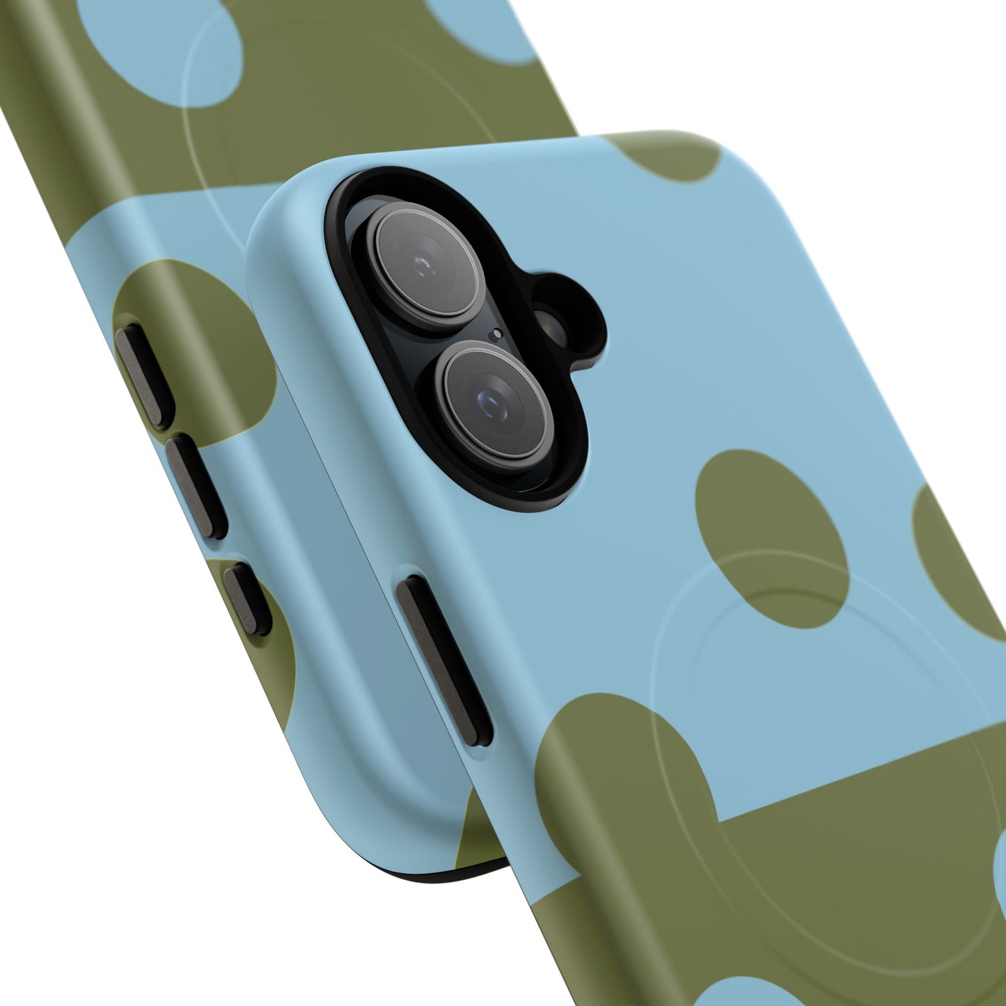 Polka Dot Magnetic Phone Case — Blue & Olive Protective Snap-On Cover