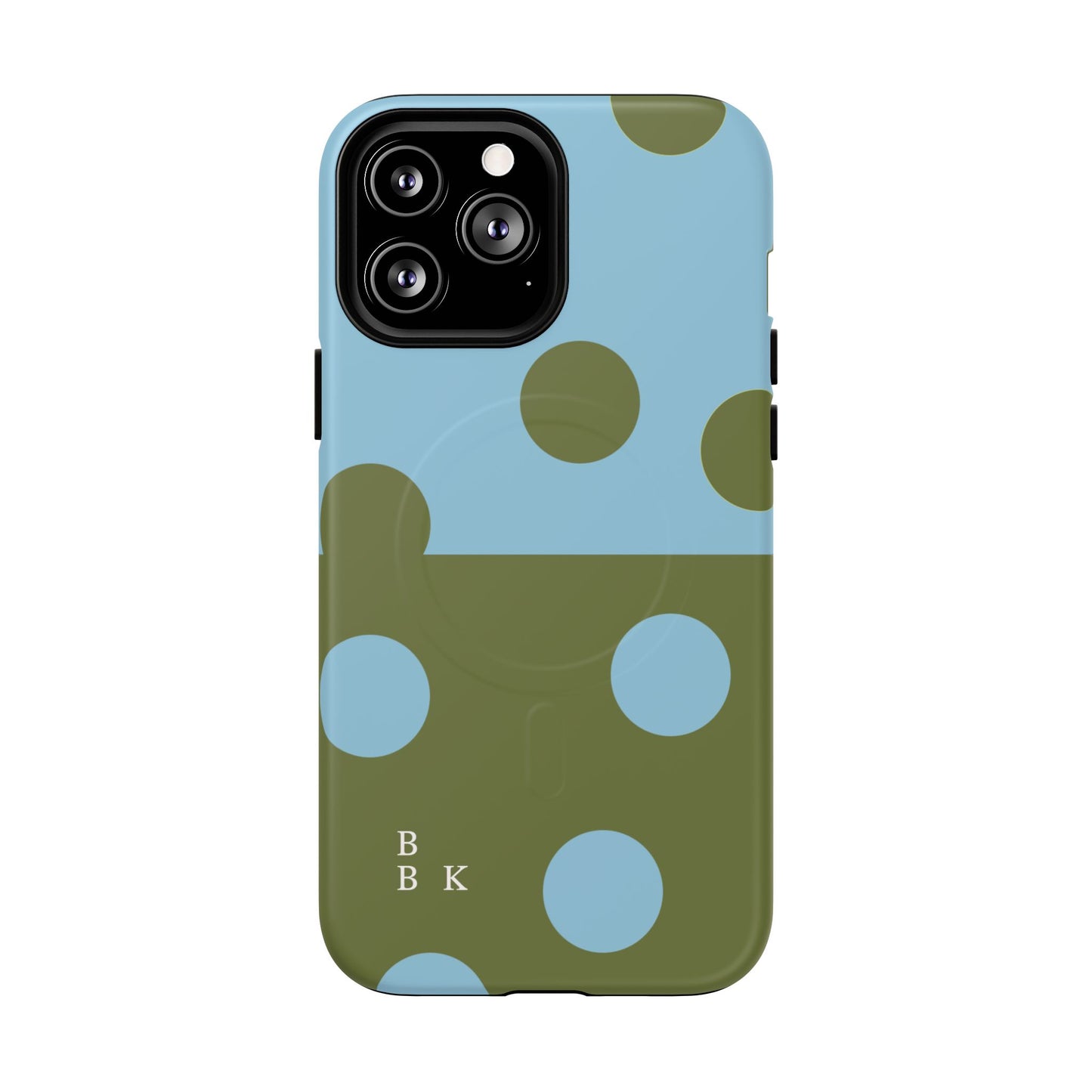 Polka Dot Magnetic Phone Case — Blue & Olive Protective Snap-On Cover