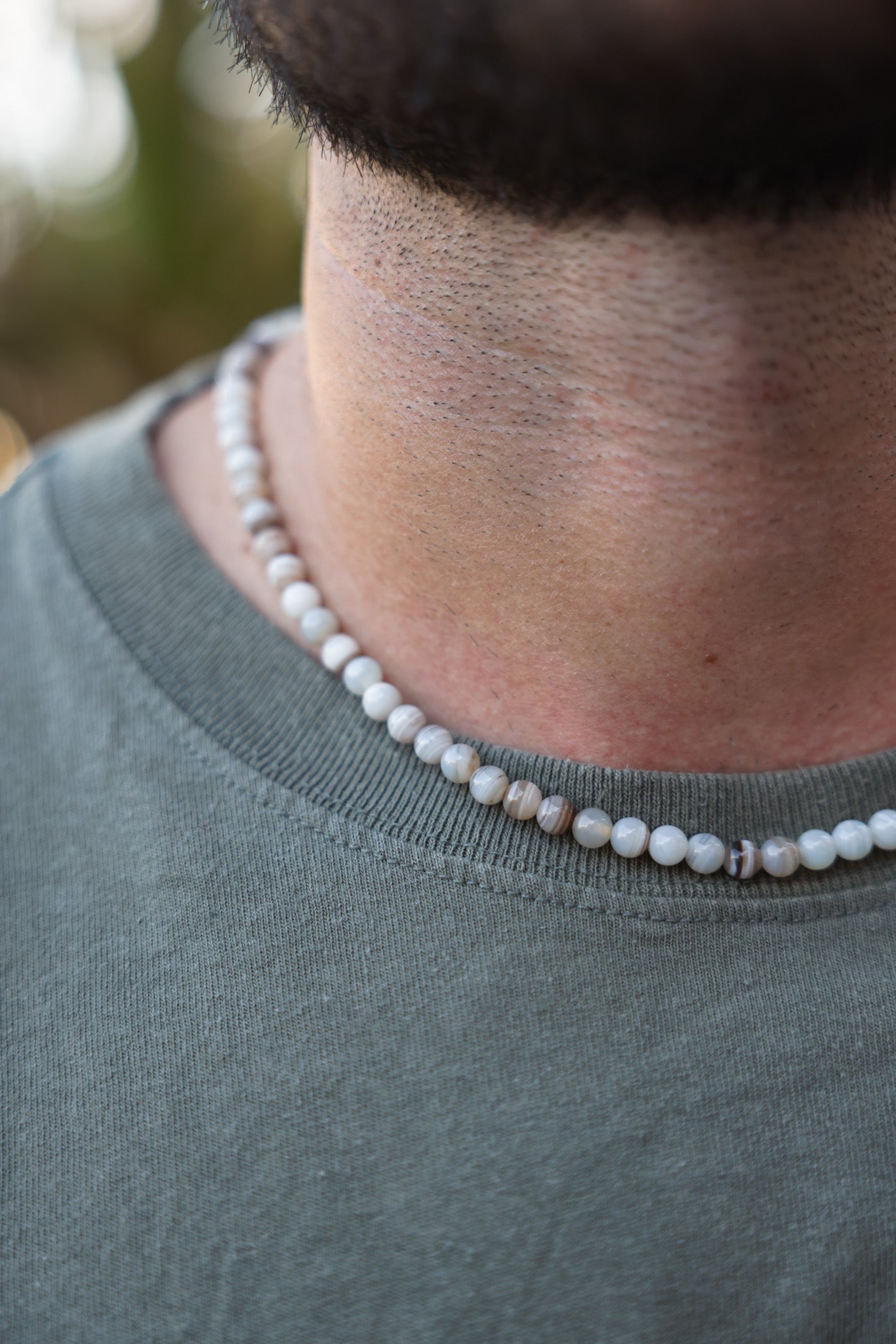 Men's Striped Agate Necklace