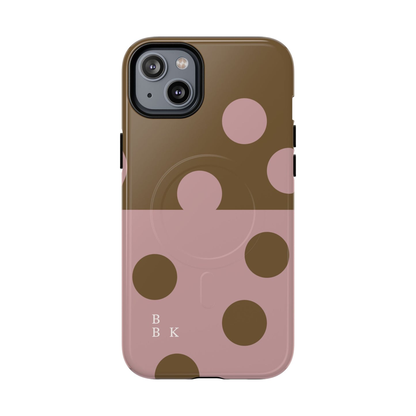 Pink + Yellow Polka Dot Magnetic Tough Case — Protective Magnetic Phone Case with 'BBK' Accent
