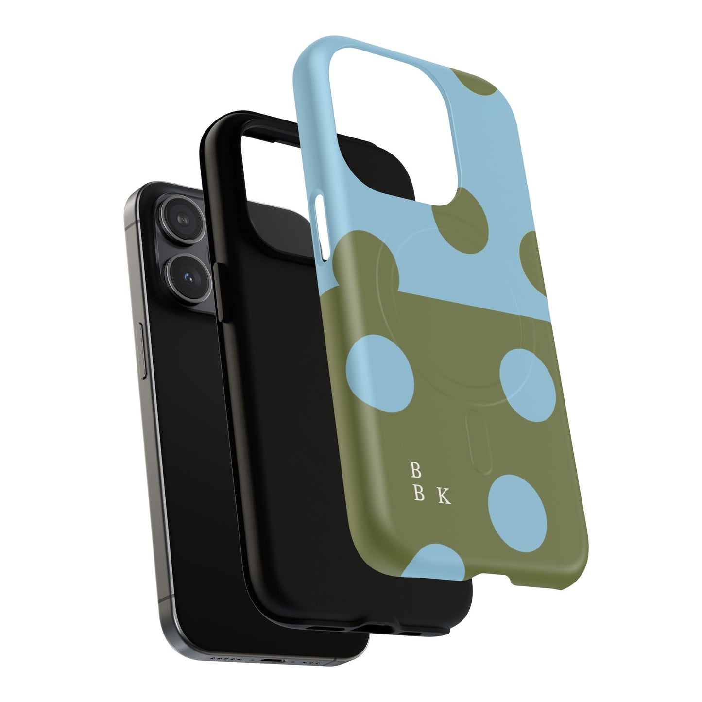 Polka Dot Magnetic Phone Case — Blue & Olive Protective Snap-On Cover