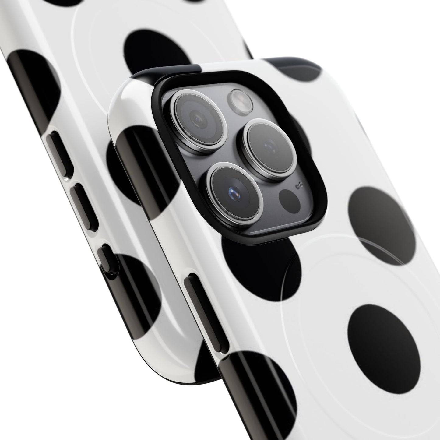 Polka Dot Magnetic Phone Case — Black & White Retro Dot Tough Case