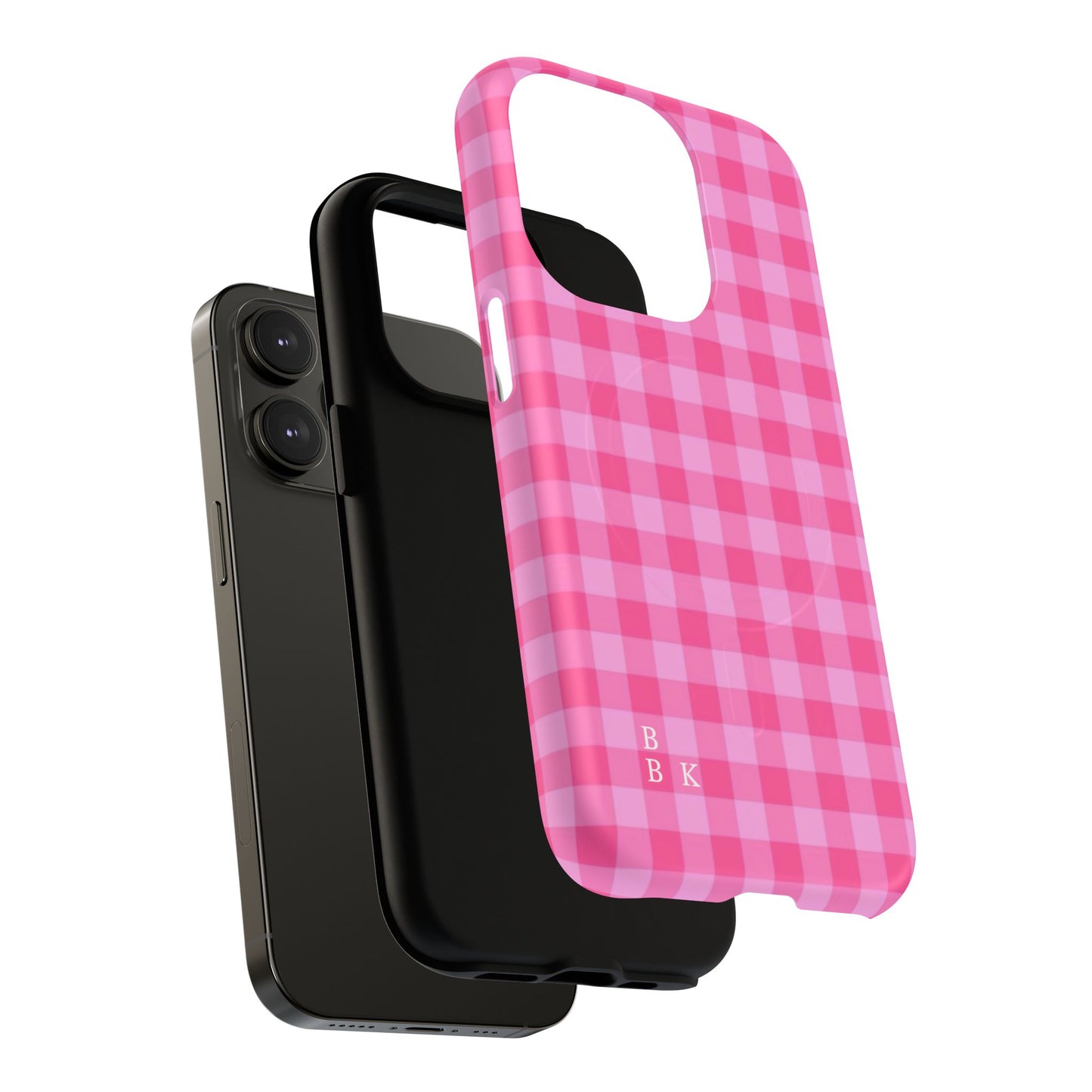 Pink Gingham Tough Magnetic Phone Case – Durable Checkered Design