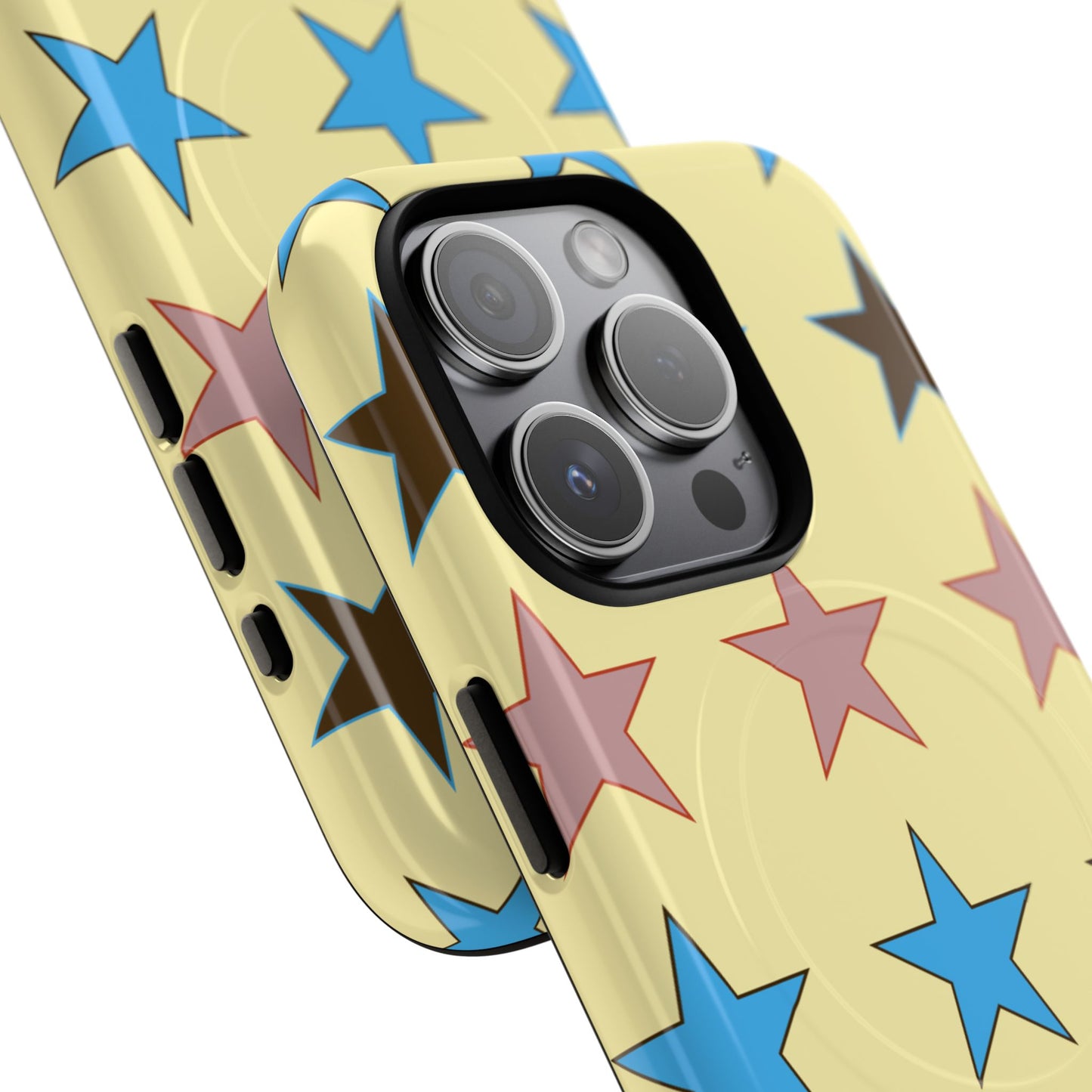 Star Pattern Tough Magnetic Phone Case — Colorful Retro Stars Protective Cover