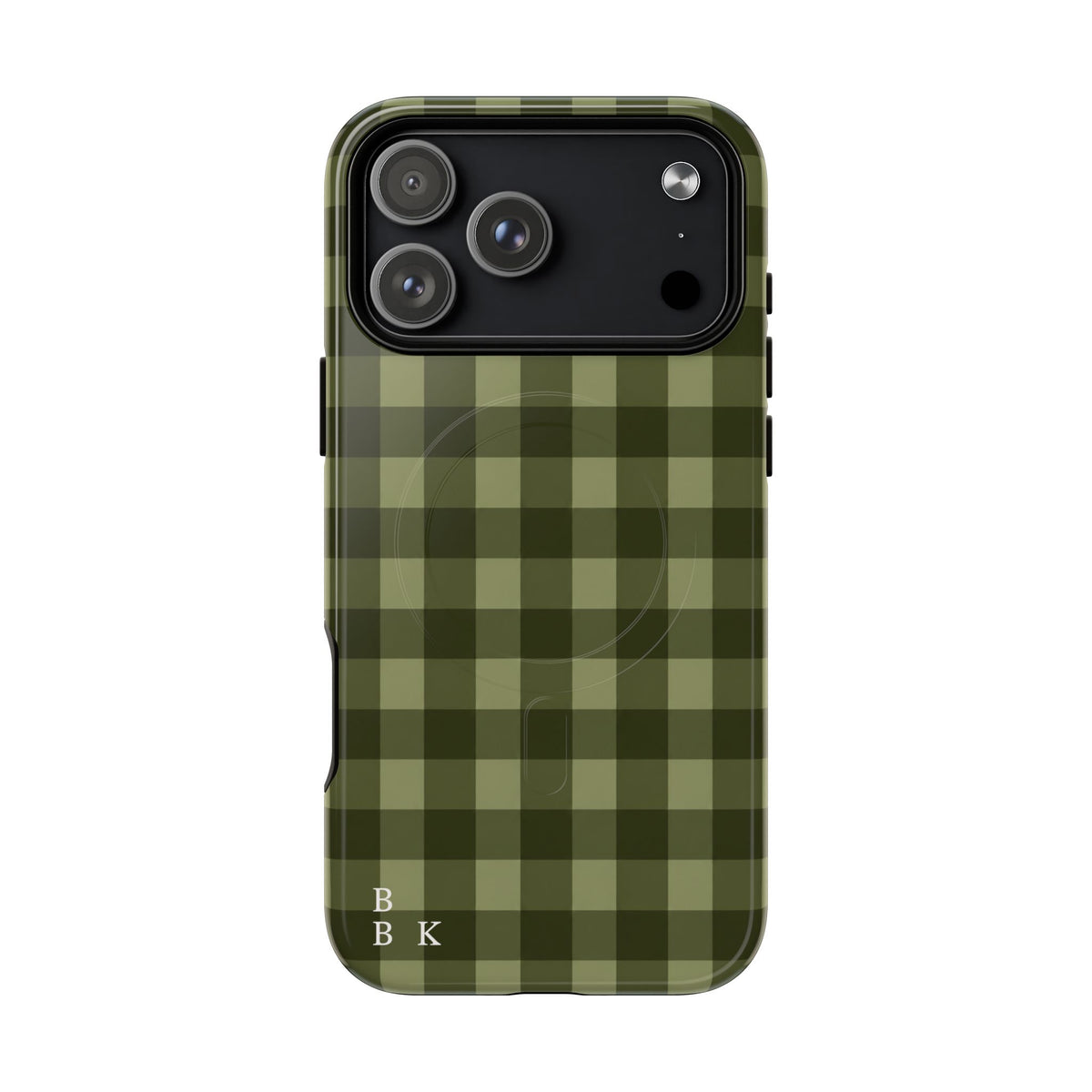Green Buffalo Plaid Magnetic Phone Case — Tough Protective MagSafe-Compatible Case