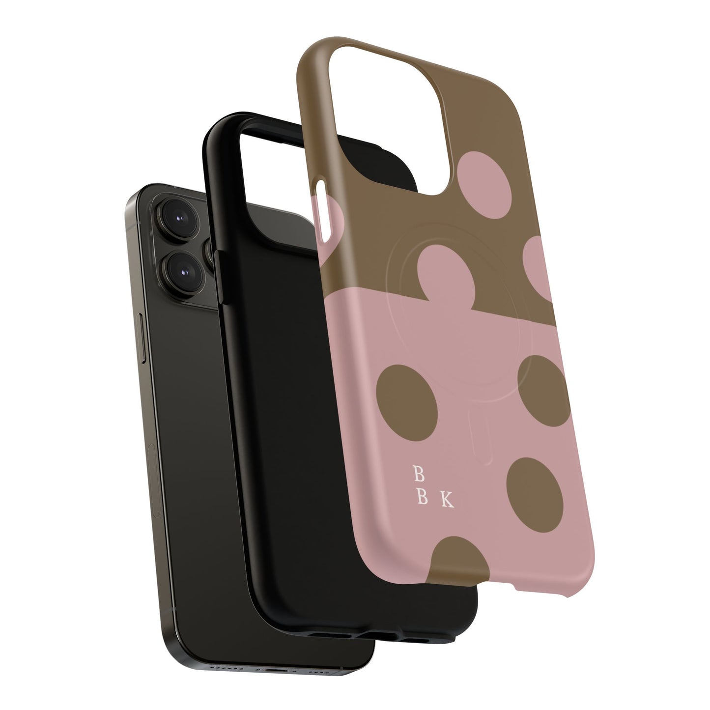 Pink + Yellow Polka Dot Magnetic Tough Case — Protective Magnetic Phone Case with 'BBK' Accent