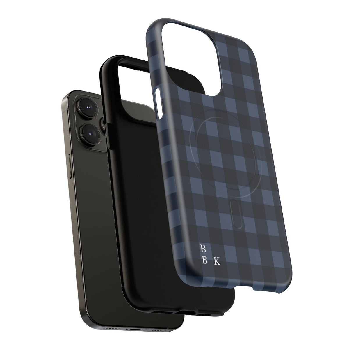 Plaid Magnetic Phone Case — Navy Buffalo Check Tough MagSafe-Compatible Case