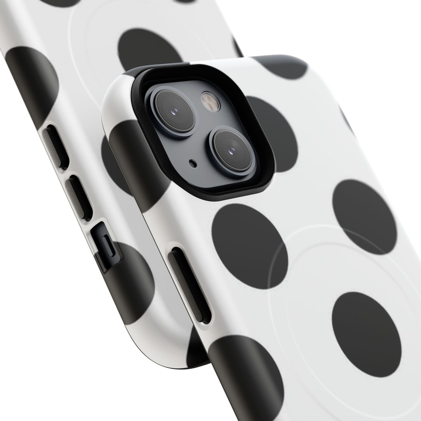 Polka Dot Magnetic Phone Case — Black & White Retro Dot Tough Case