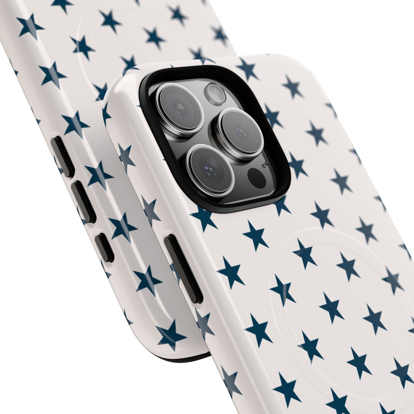 Star Pattern Tough Magnetic Phone Case — Navy Stars on White