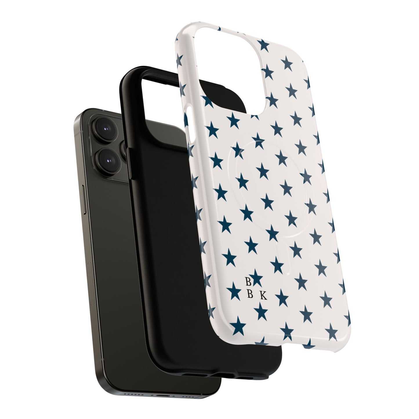 Star Pattern Tough Magnetic Phone Case — Navy Stars on White
