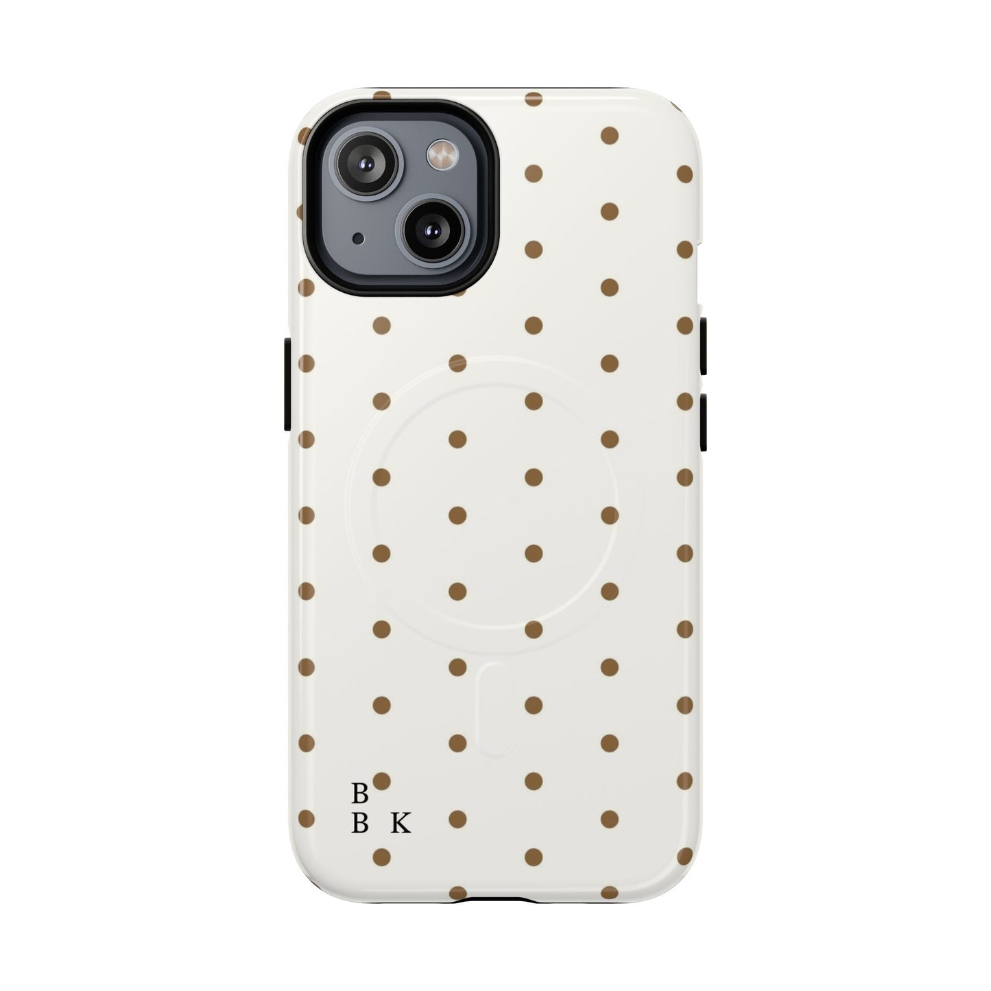 Polka Dot Tough Magnetic Phone Case — White with Gold Dots