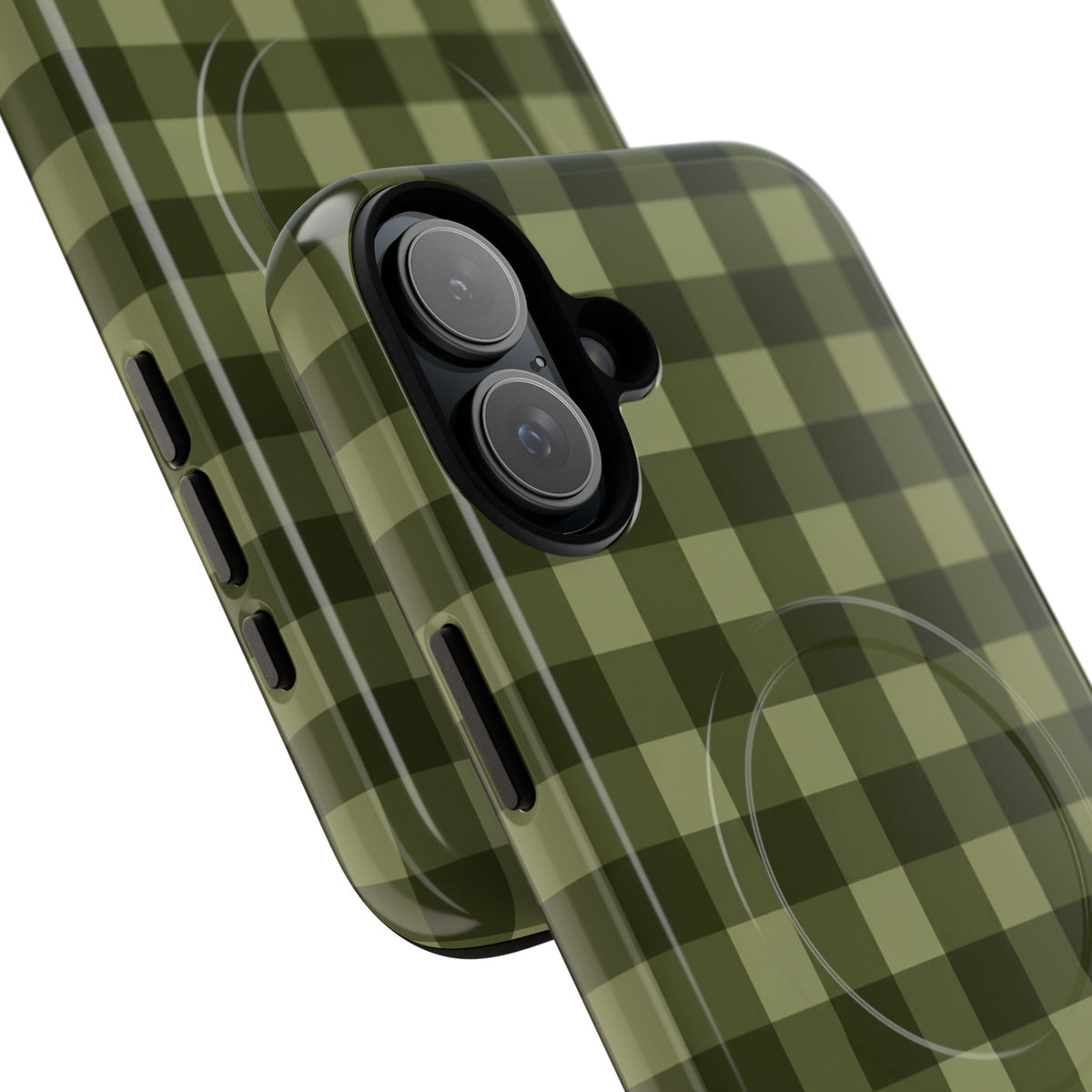 Green Buffalo Plaid Magnetic Phone Case — Tough Protective MagSafe-Compatible Case