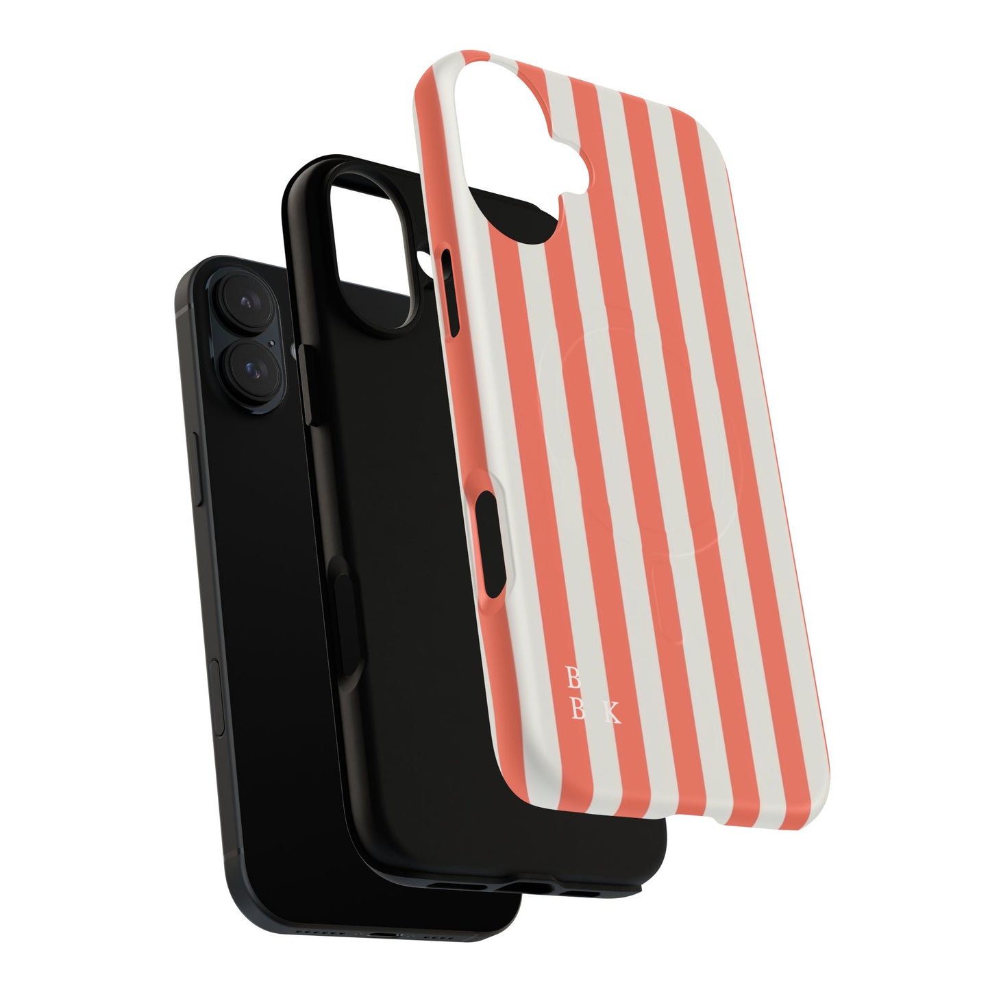 Striped Coral Magnetic Phone Case — Slim Protective Case with Vertical Red-White Stripes
