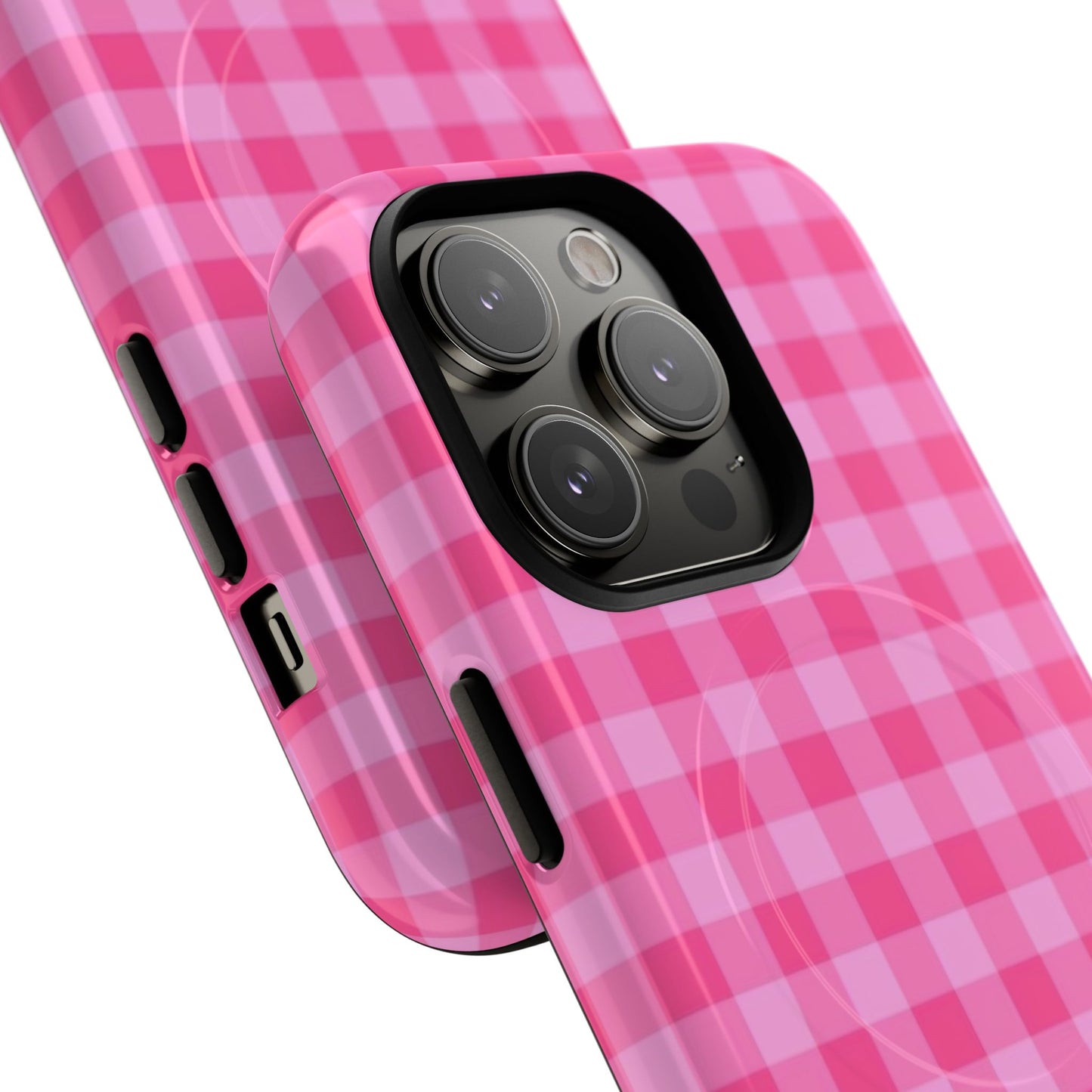 Pink Gingham Tough Magnetic Phone Case – Durable Checkered Design