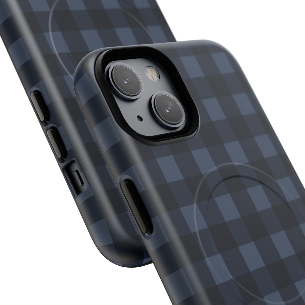Plaid Magnetic Phone Case — Navy Buffalo Check Tough MagSafe-Compatible Case