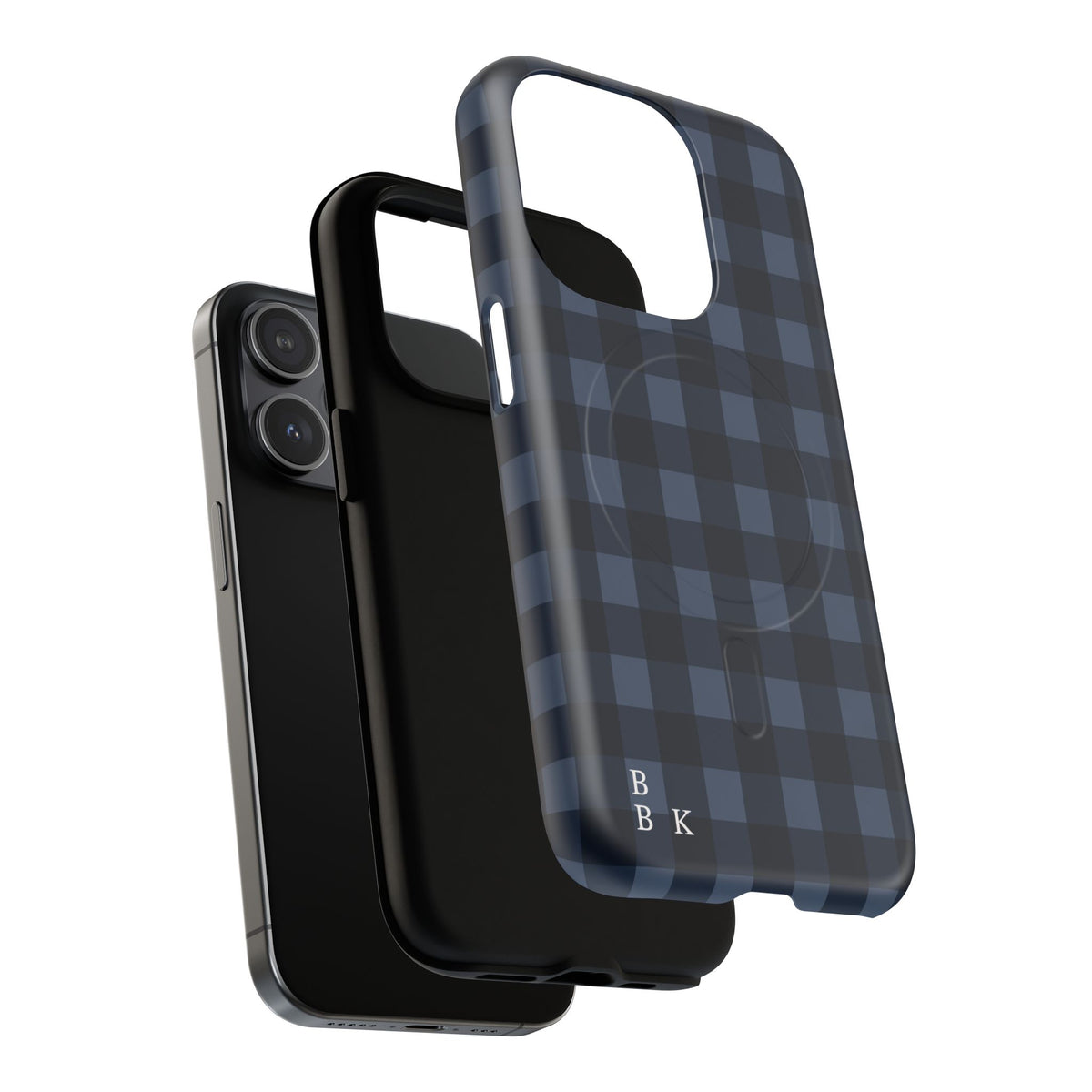 Plaid Magnetic Phone Case — Navy Buffalo Check Tough MagSafe-Compatible Case