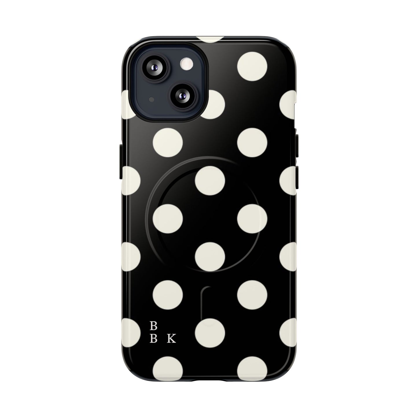 Polka Dot Tough Magnetic Phone Case — Black & White Protective MagSafe Case