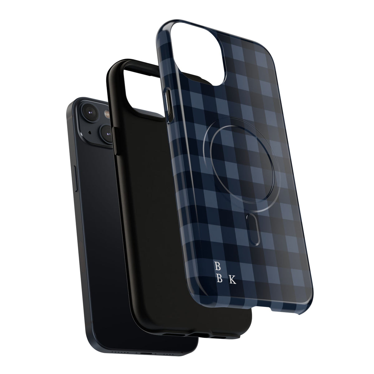 Plaid Magnetic Phone Case — Navy Buffalo Check Tough MagSafe-Compatible Case