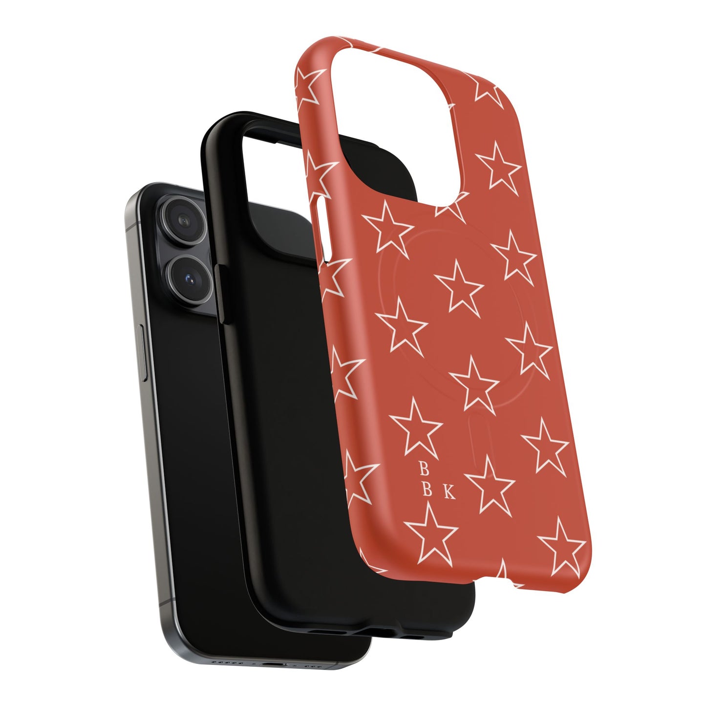 Star Pattern Tough Magnetic Phone Case — Rust Red Protective iPhone Cover