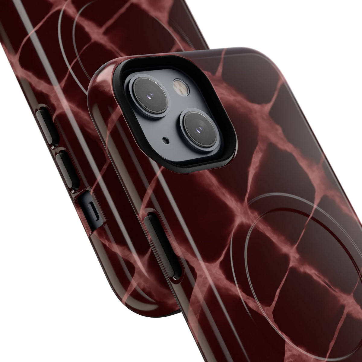 Magnetic Phone Case — Burgundy Marble Tough Protective Cover