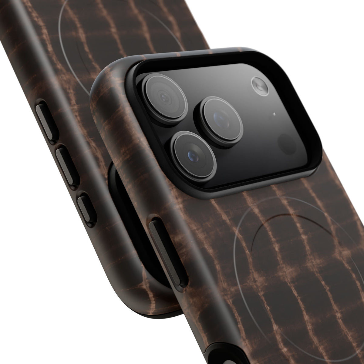 MagSafe Phone Case — Brown Croc Pattern Tough Magnetic Case