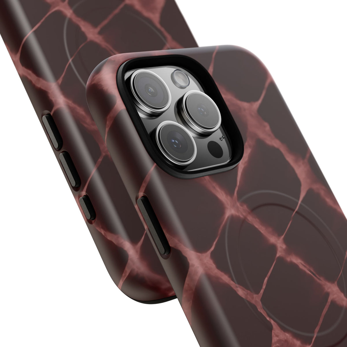 Magnetic Phone Case — Burgundy Marble Tough Protective Cover