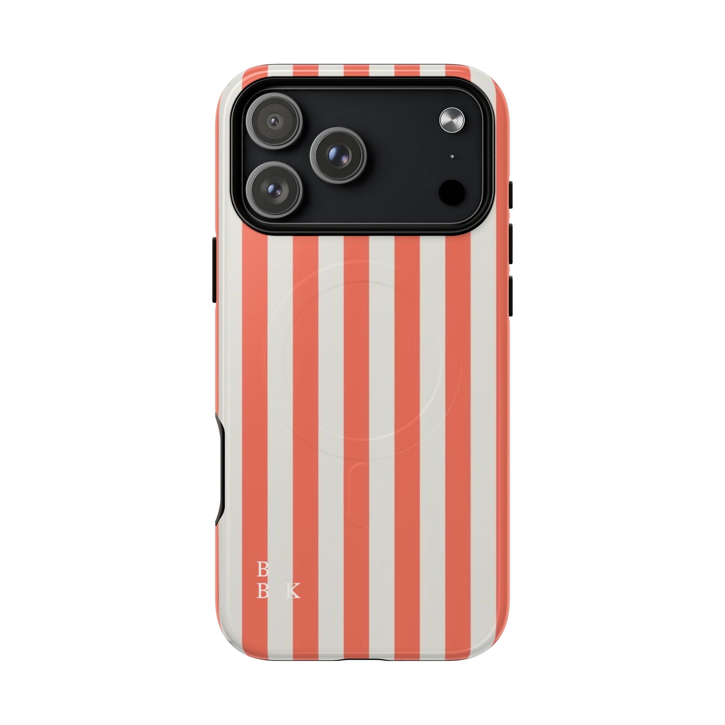 Striped Coral Magnetic Phone Case — Slim Protective Case with Vertical Red-White Stripes