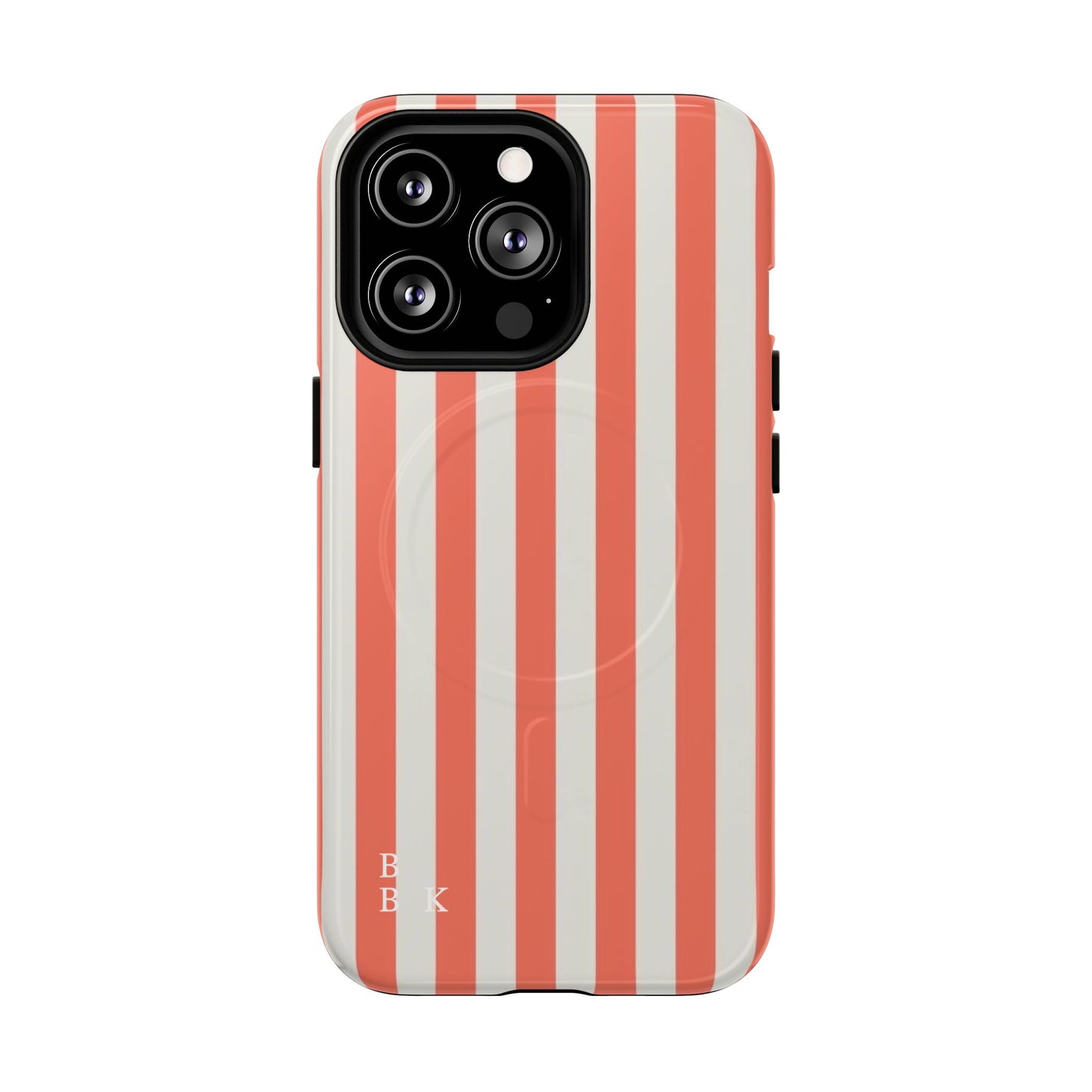 Striped Coral Magnetic Phone Case — Slim Protective Case with Vertical Red-White Stripes