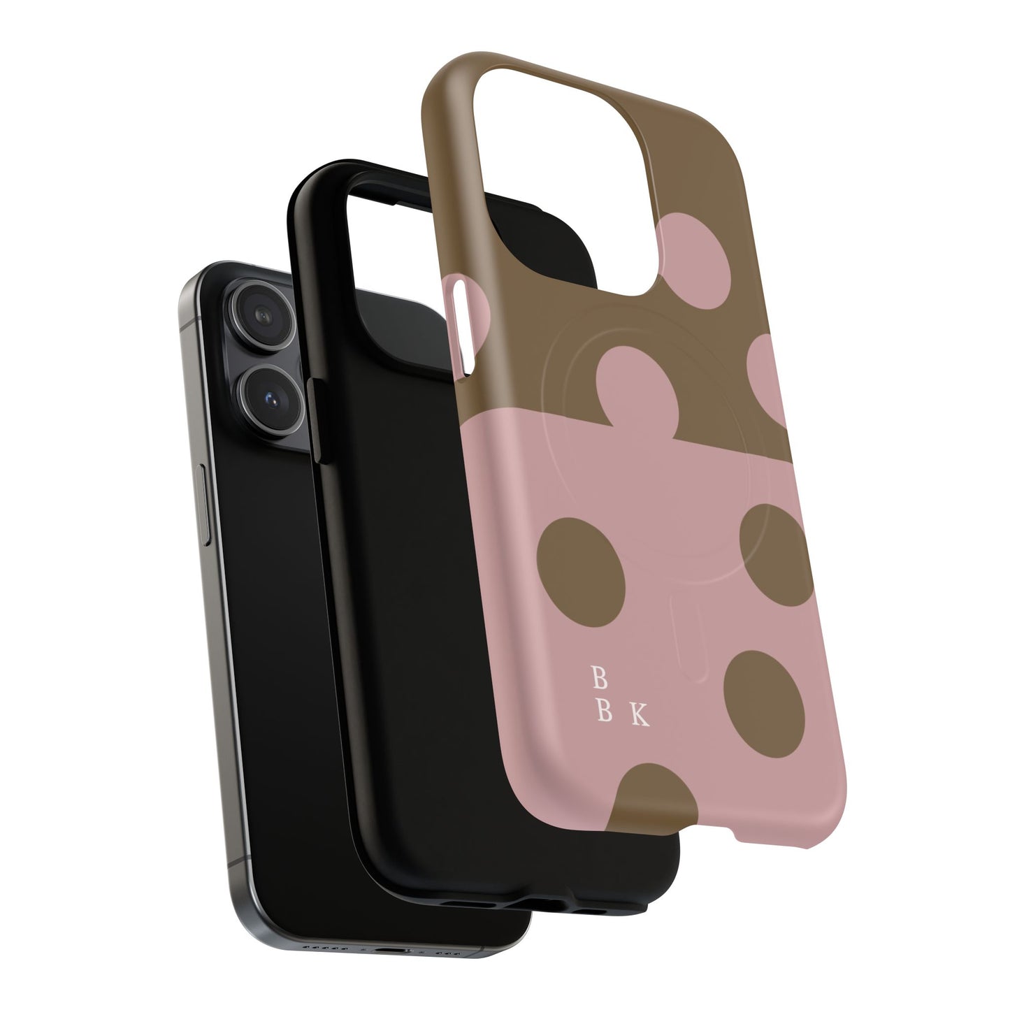 Pink + Yellow Polka Dot Magnetic Tough Case — Protective Magnetic Phone Case with 'BBK' Accent